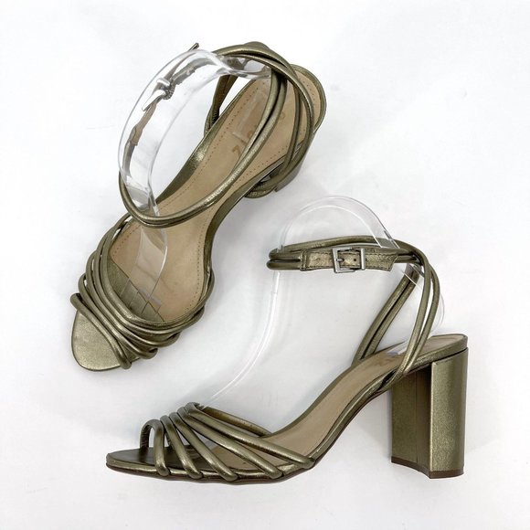 SCHUTZ Shoes - Schultz Nicolai Bronze Metallic Strappy Block Heel